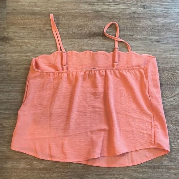 Iris Scalloped Trim Orange Airy Crepe Knit Cami Sleeveless - Picture 6 of 6